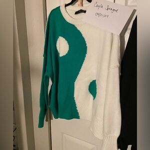 OG Dressed in Lala green & white yin Yang sweater